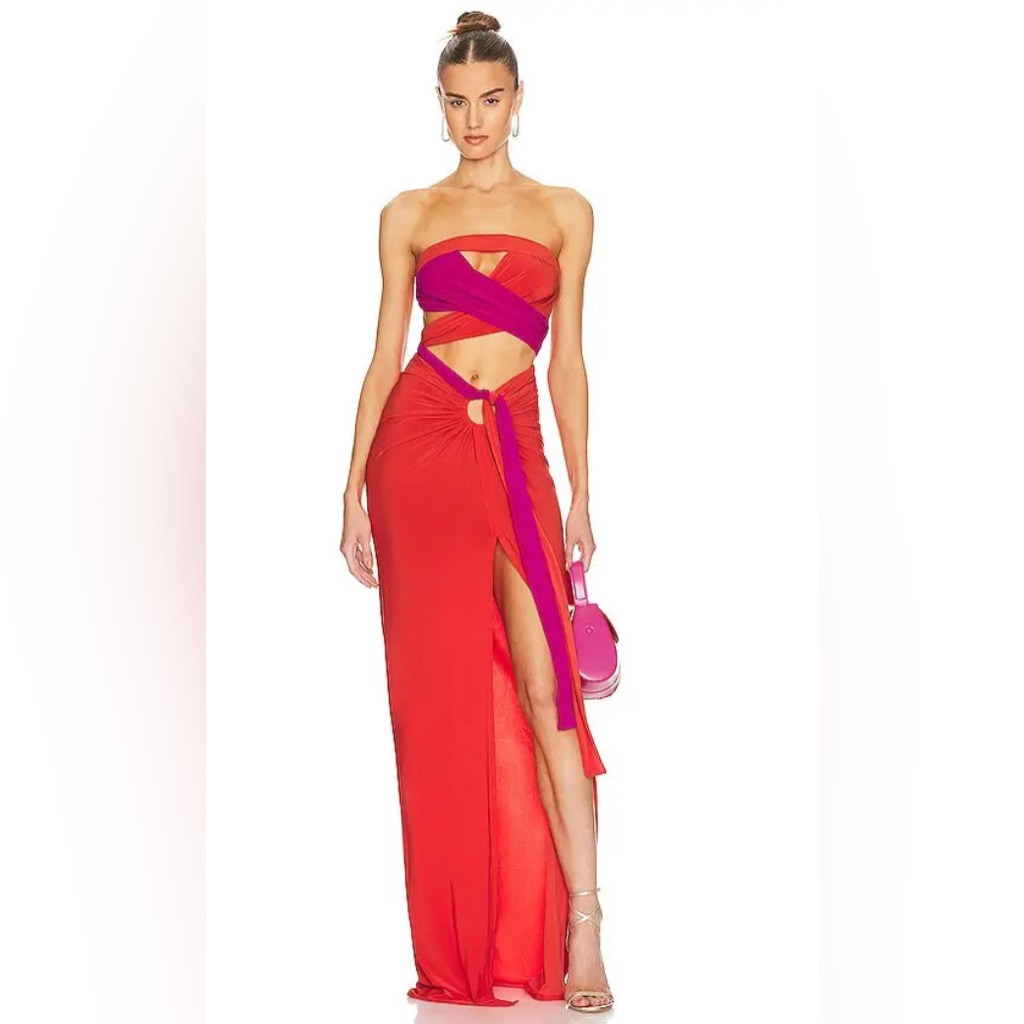 Revolve Femi Fuschia Tangerine Combo J.Angelique Dress